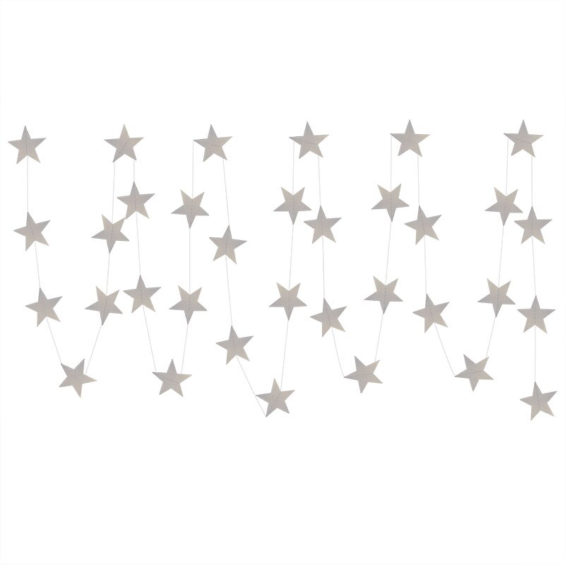 3.8-4.2m Gold Silver Paper Star Garland Banner for Birthday Wedding Decor Glitter Paper Hanging Ramadan Decoration: S03-4m