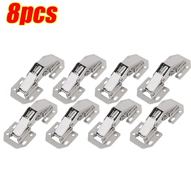 12-2PCS Stainless Steel Cabinet Hinges 90 Degree No-Drilling Hole Cupboard Door Soft Close Hinges Furniture Hardware Accessories: Ivory Gold