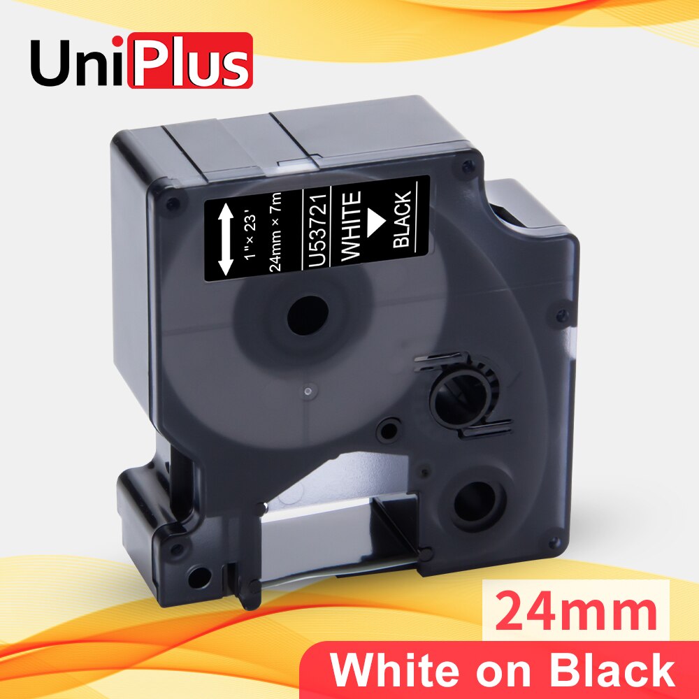 UniPlus 53713 Black on White 24mm Label Tape Compatible Dymo Tape D1 Label Maker for Dymo Label Printer Labeller LW450 LM500TS: White on Black