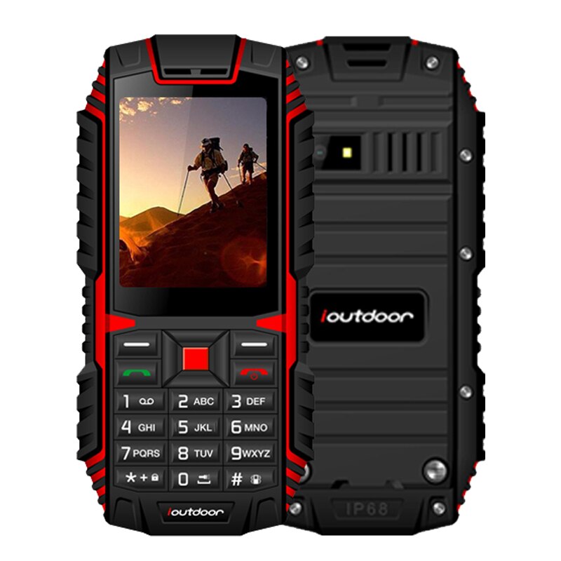 Ioutdoor T1 2G Funktion Handy IP68 Wasserdicht Stoßfest Telefon 2.4 ''32MB + 32MB 2MP Zurück kamera FM Telefon Celular 2100mAh: Russian keyboard / Red