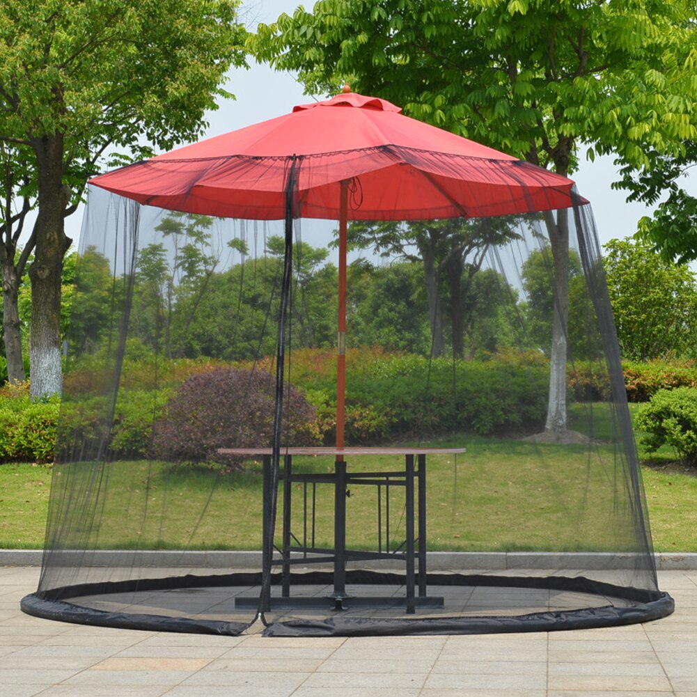 Mosquito Net Sunscreen Outdoor Table Sun Protection See Through Anti Insect Mesh Patio Garden Zipper Closure Umbrella Cover