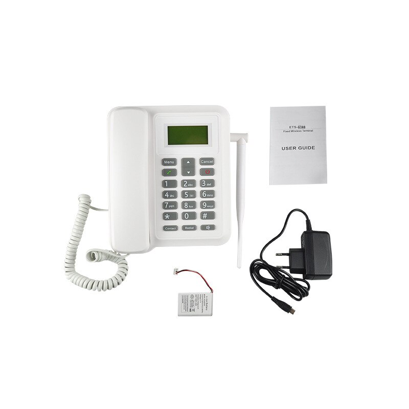 Beamio GSM Fixed Wireless Telephone With SIM Card Radio Cordless Phone LCD Screen For Home Office Desktop White
