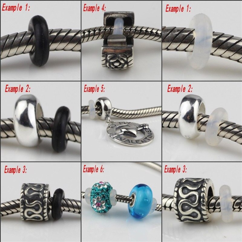 100 sztuk kolorowy wisiorek z koralikami silikonowe gumowe korki pierścienie Spacer Fit europejskie bransoletki DIY Making elastyczny 2mm otwór klip koralik