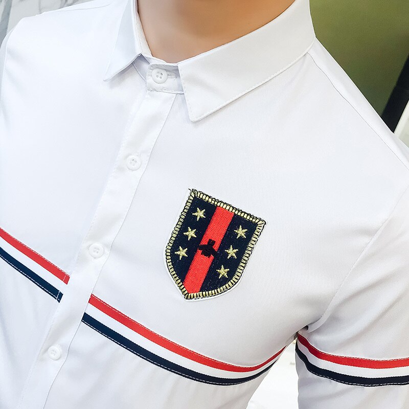 Brand Fall Mens Dress Shirts Casual Streetwear Slim Fit Men Shirt Long Sleeve Night Club Work Social Shirt Size Plus S-5XL