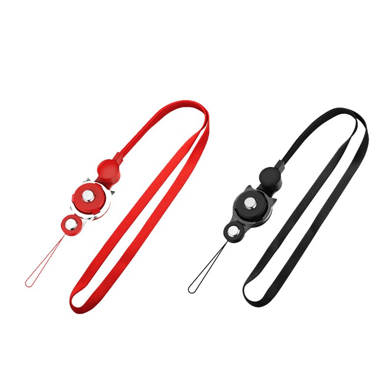 Kawaii Lanyard Riem Voor Telefoon Leuke Kat Vinger Ring Lanyard Voor Mobiele Telefoon Neck Touw Smartphone Accessoires: Black Red M04