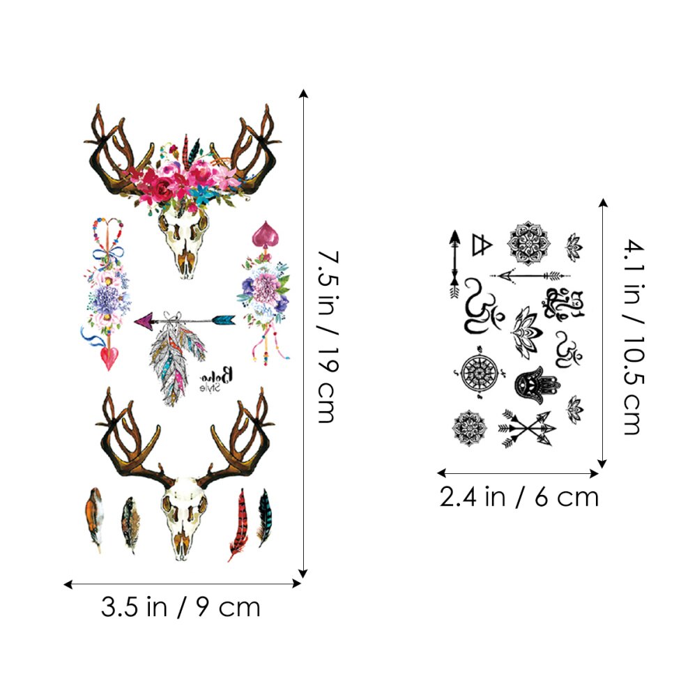 Niceauty 24 ark midlertidige tatoveringer arm skulder langvarige tatoveringsklistremerker full body art klistremerker for kvinner menn voksne