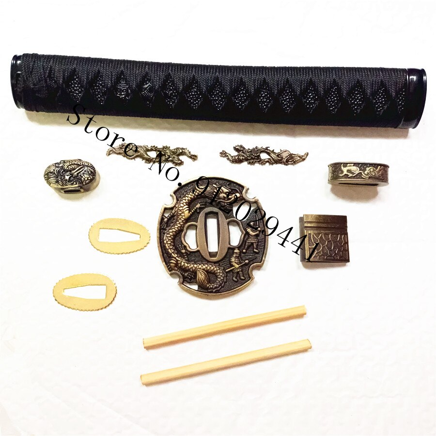 Dragon Theme Sword Guard for Katana/Wakizashi Fittings Set Kirsite Tsuba+Menuki+Fuchi+Kashira+Handle+Habaki+Seppa: A