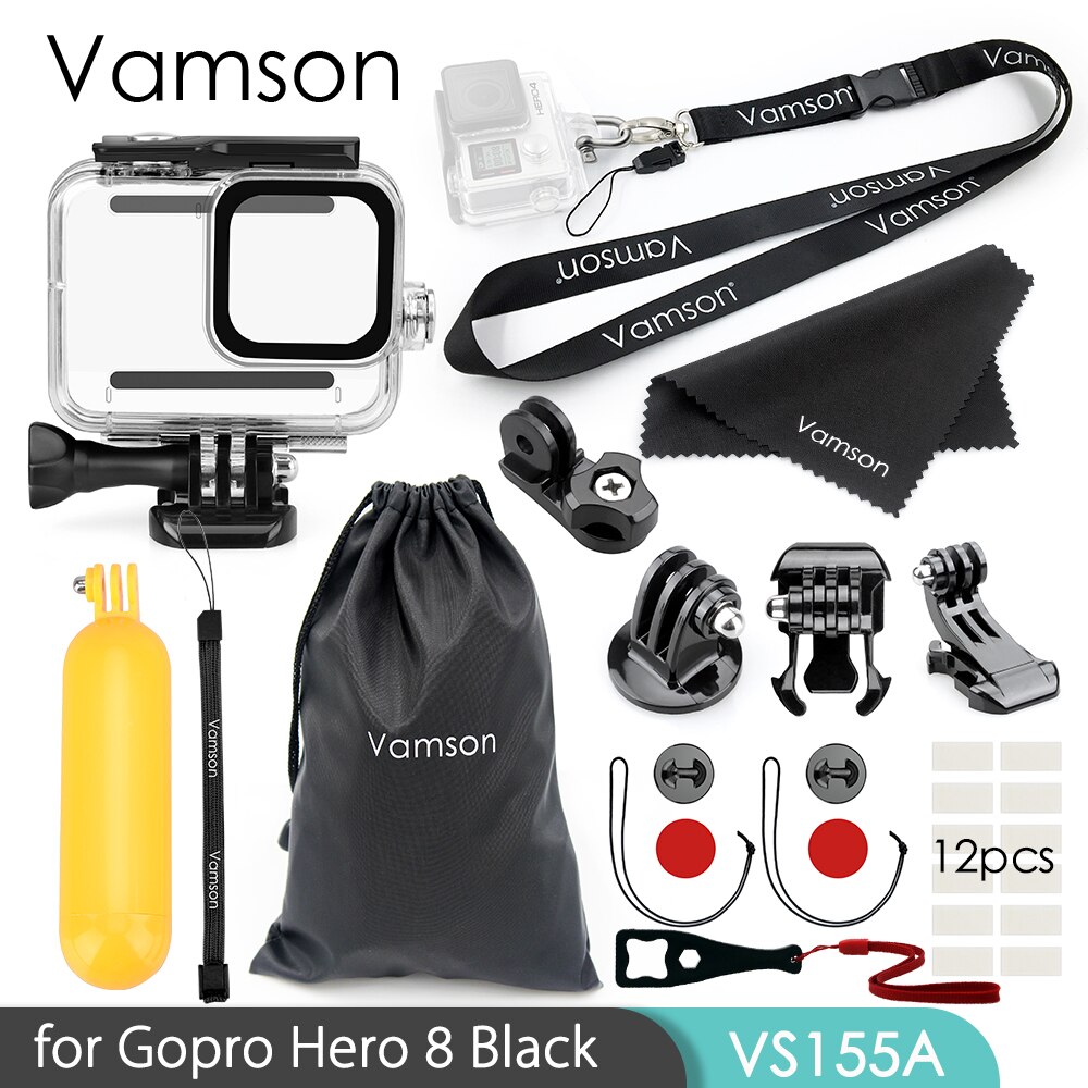 Vamson Waterproof Housing Case Protective Cover for Gopro Hero 8 Black Accessories Kit Mount for Go Pro 8 Action Camera VS155: VS155A