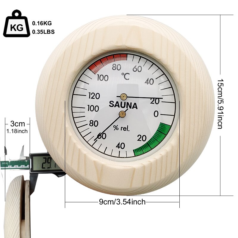 Lighten Up 2 In 1 Sauna Room Wood Thermometer Hygrometer Steam SaunaRoom Thermometure Instrument Humidity Meter Sauna Indoor Use