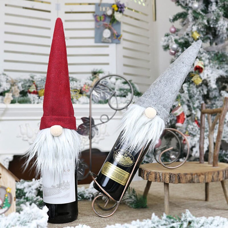Kerst Wijnfles Decor Kerstman Sneeuwpop Fles Cover Kleding Keuken Decoratie Voor Jaar Diner Wijn Fles Cover