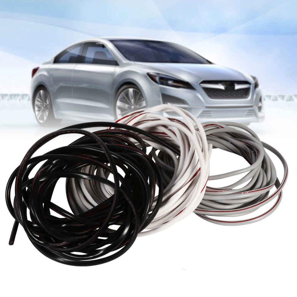 Tira de goma para moldura de puerta de coche, Protector de borde, cubierta negra, blanca, gris (opcional), 5M