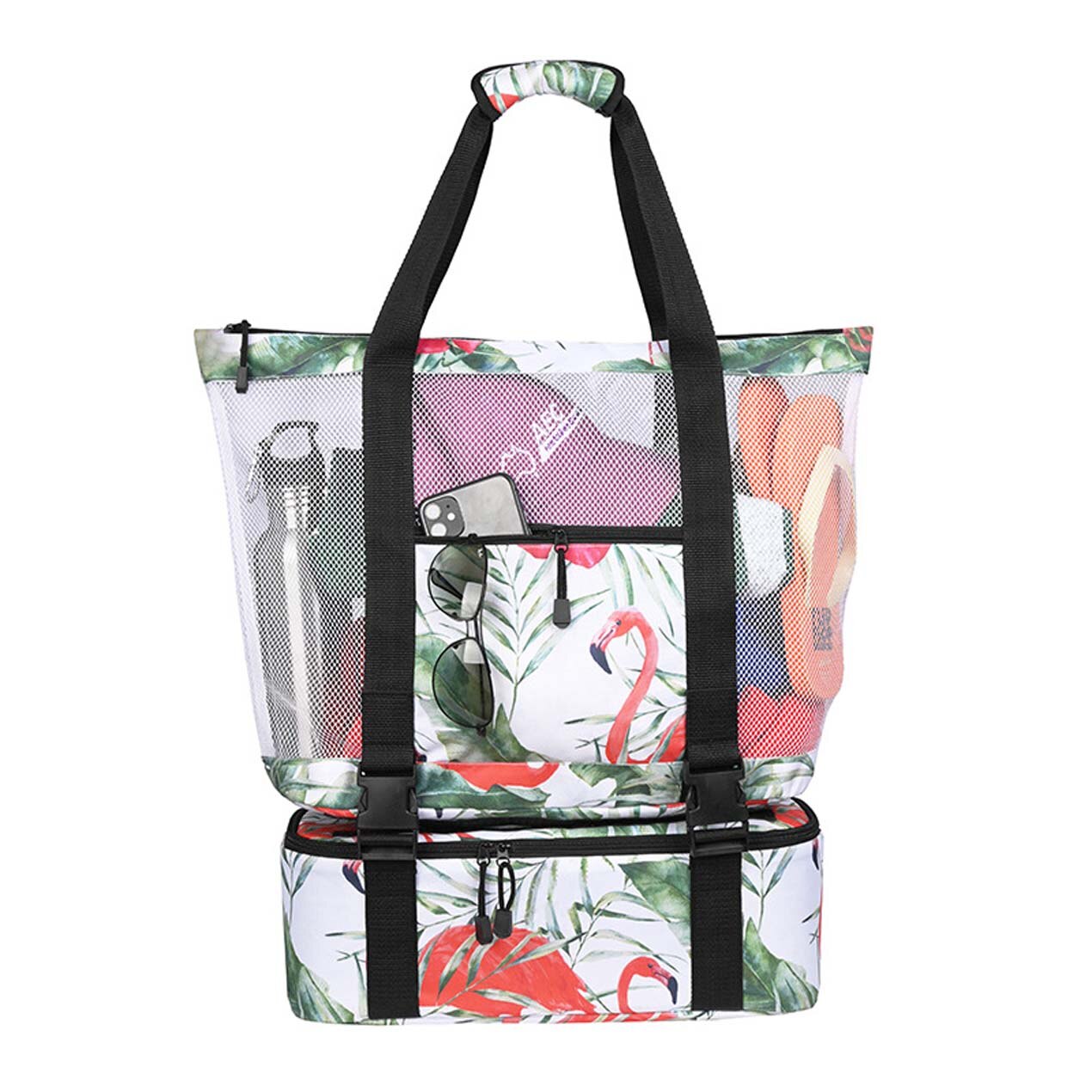 Bolsa de natación para mujer y niña, bolsa de arena para juegos de playa, bolso de hombro para entrenamiento físico, Gadget para zapatos, soporte para toalla, bolsillo: Green pink