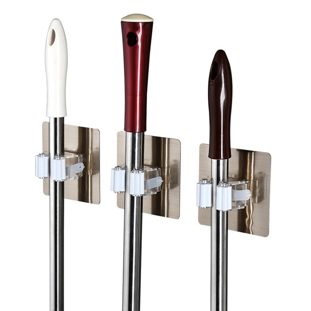 Adhesive Multi-Purpose Hooks Wall Mounted Mop Organizer Holder Rack Brush Broom Hanger Hook Kitchen Bathroom Strong Hooks