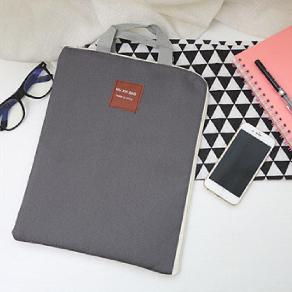 A4 Document Bag Stationery Double Layer with Handle Nylon Organizer Folder School Office Portfolio Portable Zipper File Pocket: Dark Gray