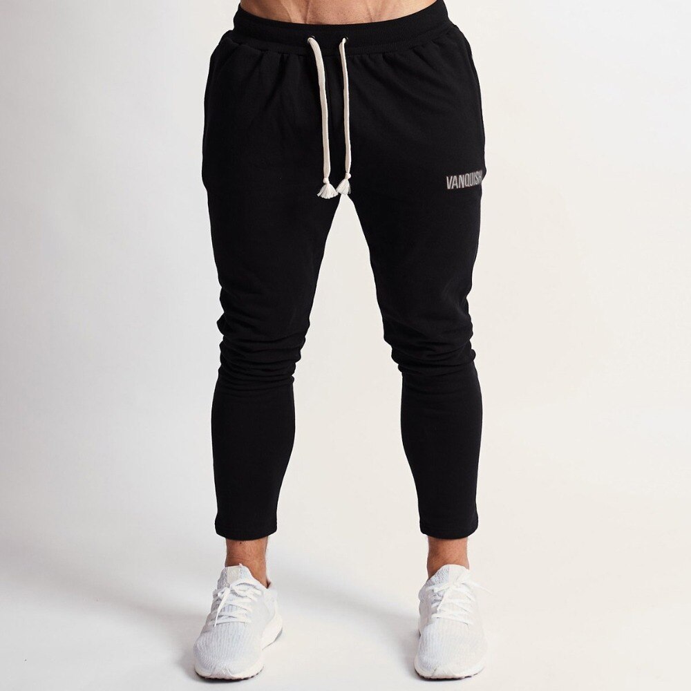 Men Sports Running Pants cotton solid color zipper pants Gym jogging pants men brand sports pants men's trousers