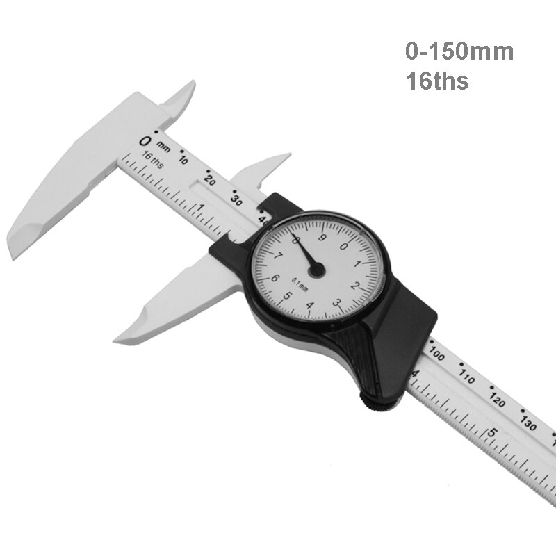 0-150MM 6inch Pure plastic vernier caliper with dial plastic dial caliper gauge digital caliper micrometer thickness gauge: 0.1mm white