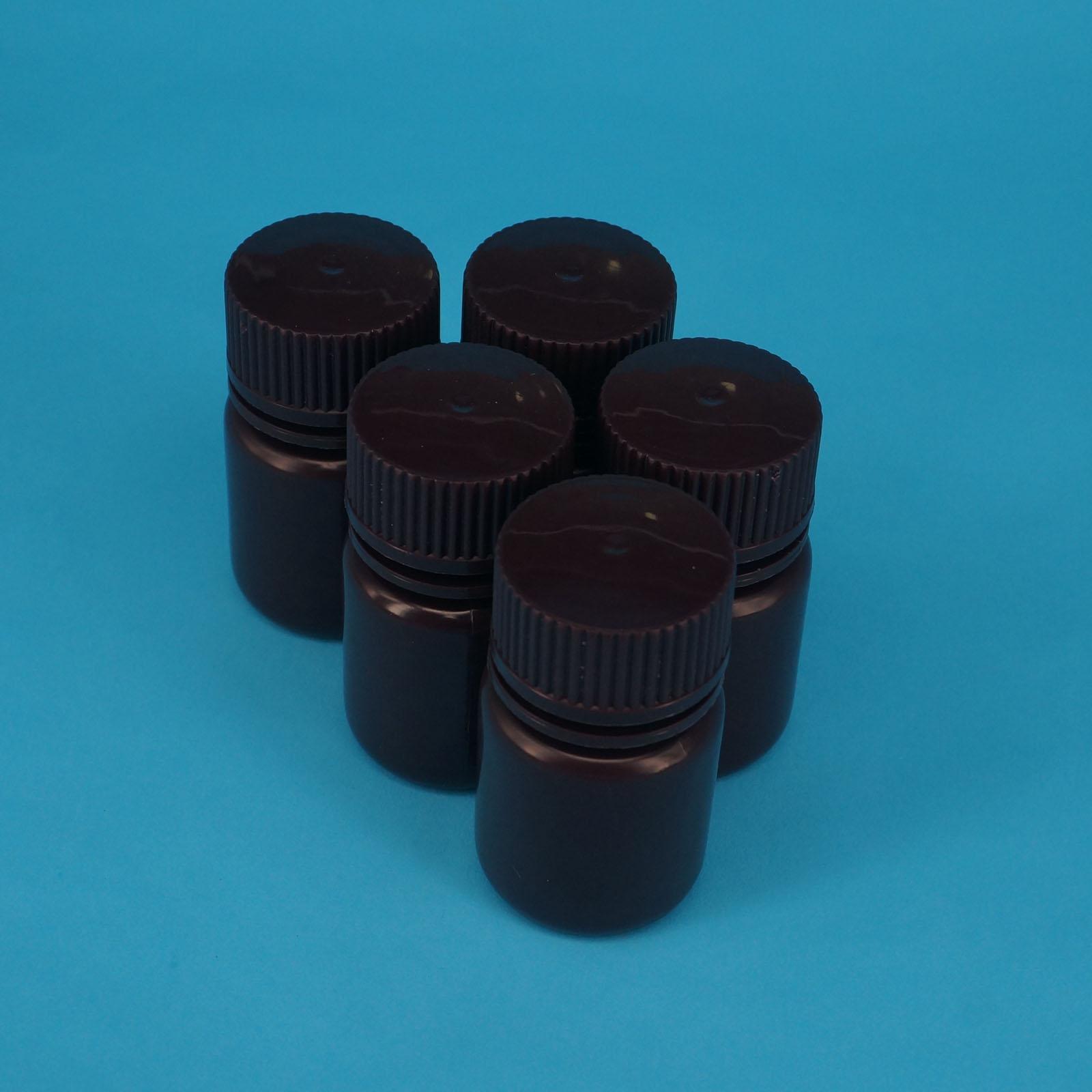 Lot5 30ml Brown PP Plastic Cylindrical Chemical Container Reagent Bottle