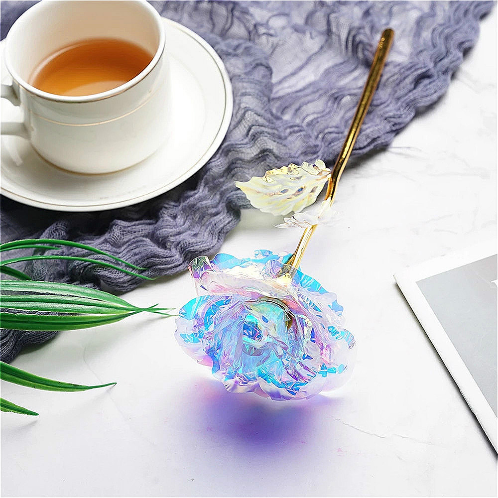1Pc Valentine's Day 24K Aluminum Foil Rose Gold Rose Lasting Eternal Love Wedding Decoration Lover Lighting Rose