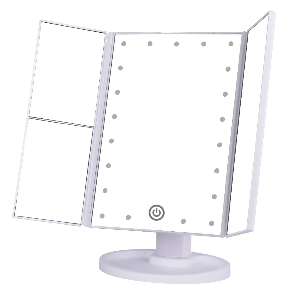 22 Led Licht Make-Up Spiegel 1X/2X/3X/10X Vergrootglas Professionele Touch Screen Cosmetische Spiegel 180 Graden roterende: white