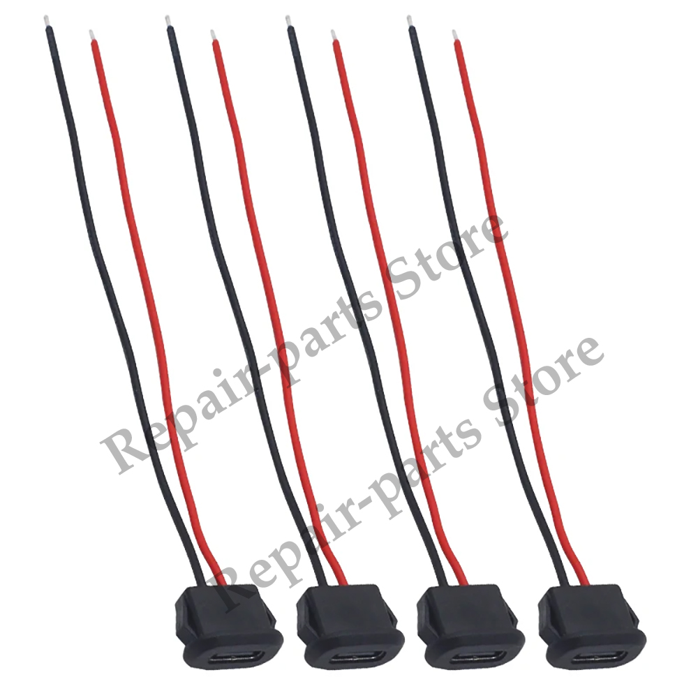 Connecteur USB étanche type-c, 2 4 6 broches, compression directe, base femelle, prise femelle, Interface de charge avec fil à souder, 1 pièce