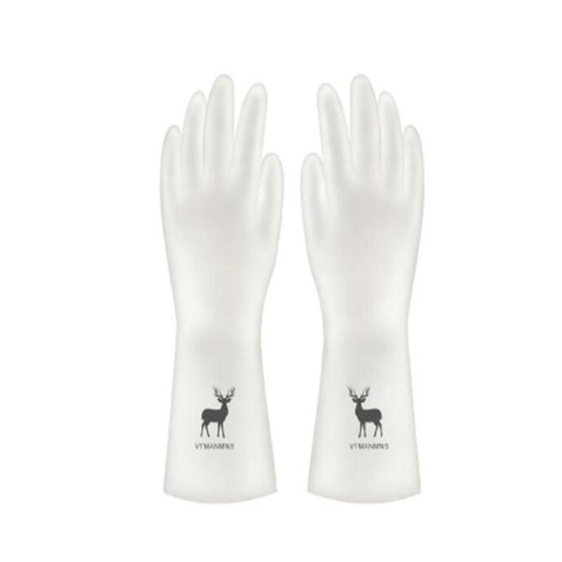 Female Waterproof Rubber Latex Dishwashing Gloves Kitchen Durable Cleaning Housework Chores Dishwashing Tools Supplies: Deer / S