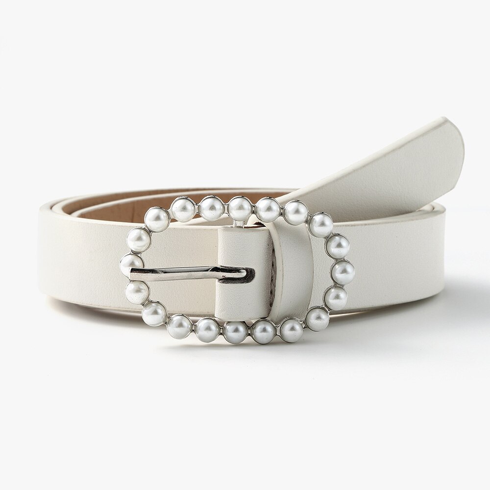 gorący sprzedaży panie dzikie perły pas modny pasek biodrowy ze sprzączką dżinsy sukienka paski: biały