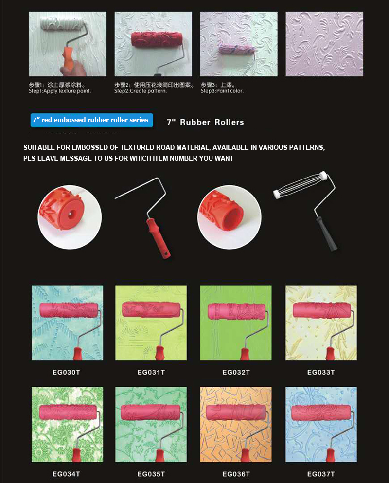 Decorative Paint Roller Embossed Texture Painting Tools Pattern for Wall Rubber Airless Pintura Machine Household Brush EG110T