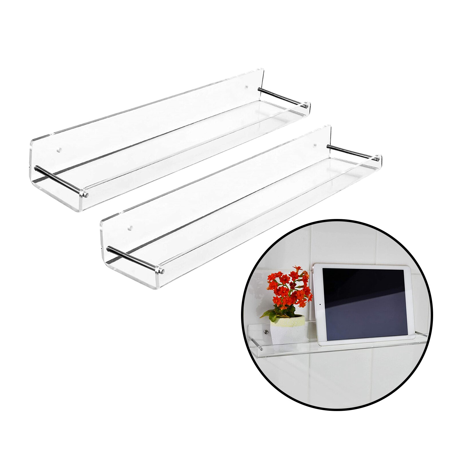 2pcs Clear Acrylic Wall Hanging Shelf Display Rack Case for Action Figures