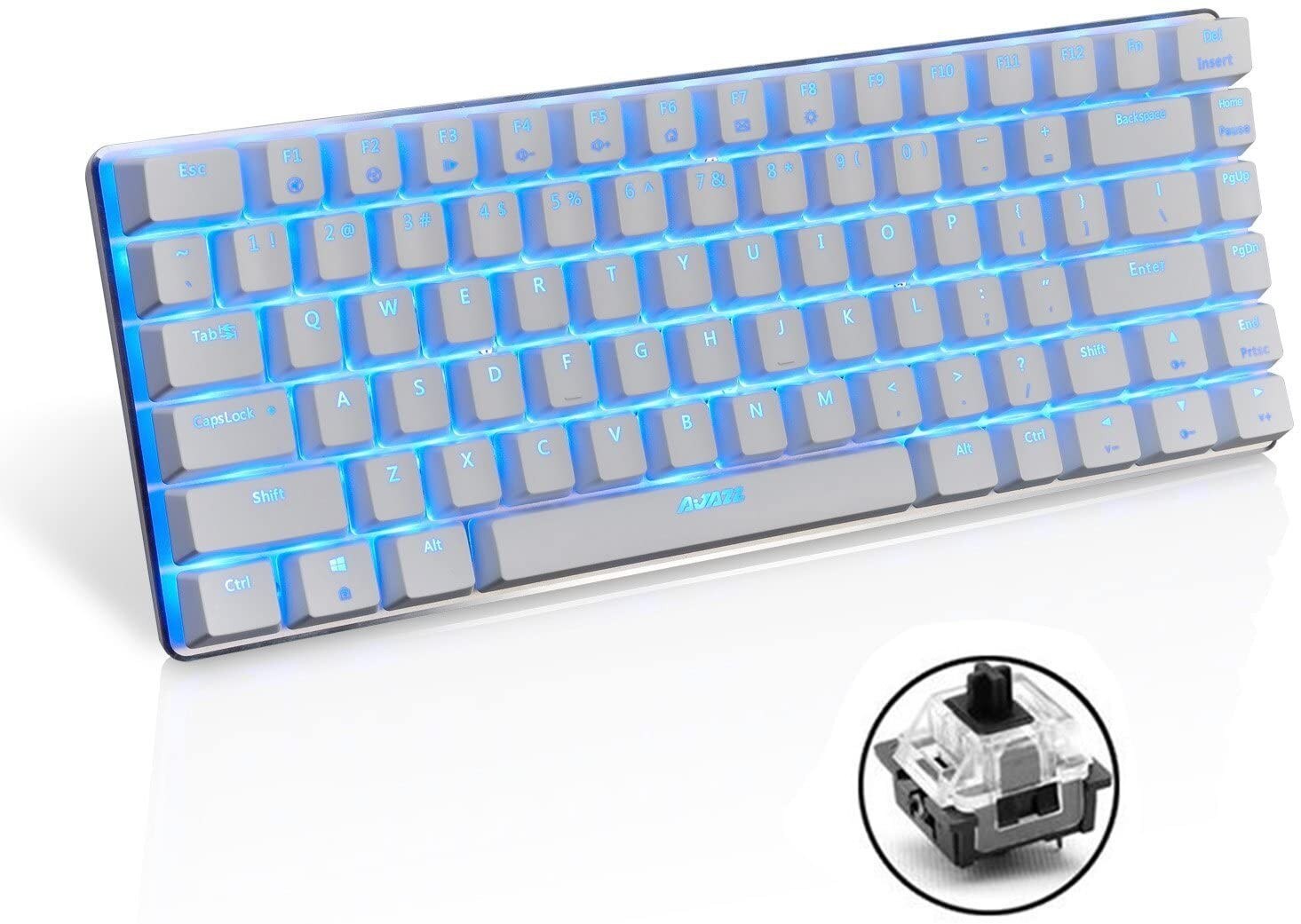 Teclado mecánico AK33, Teclado retroiluminado de 82 teclas para juegos, ordenador portátil, kit de juego para combo, color azul y negro: BK