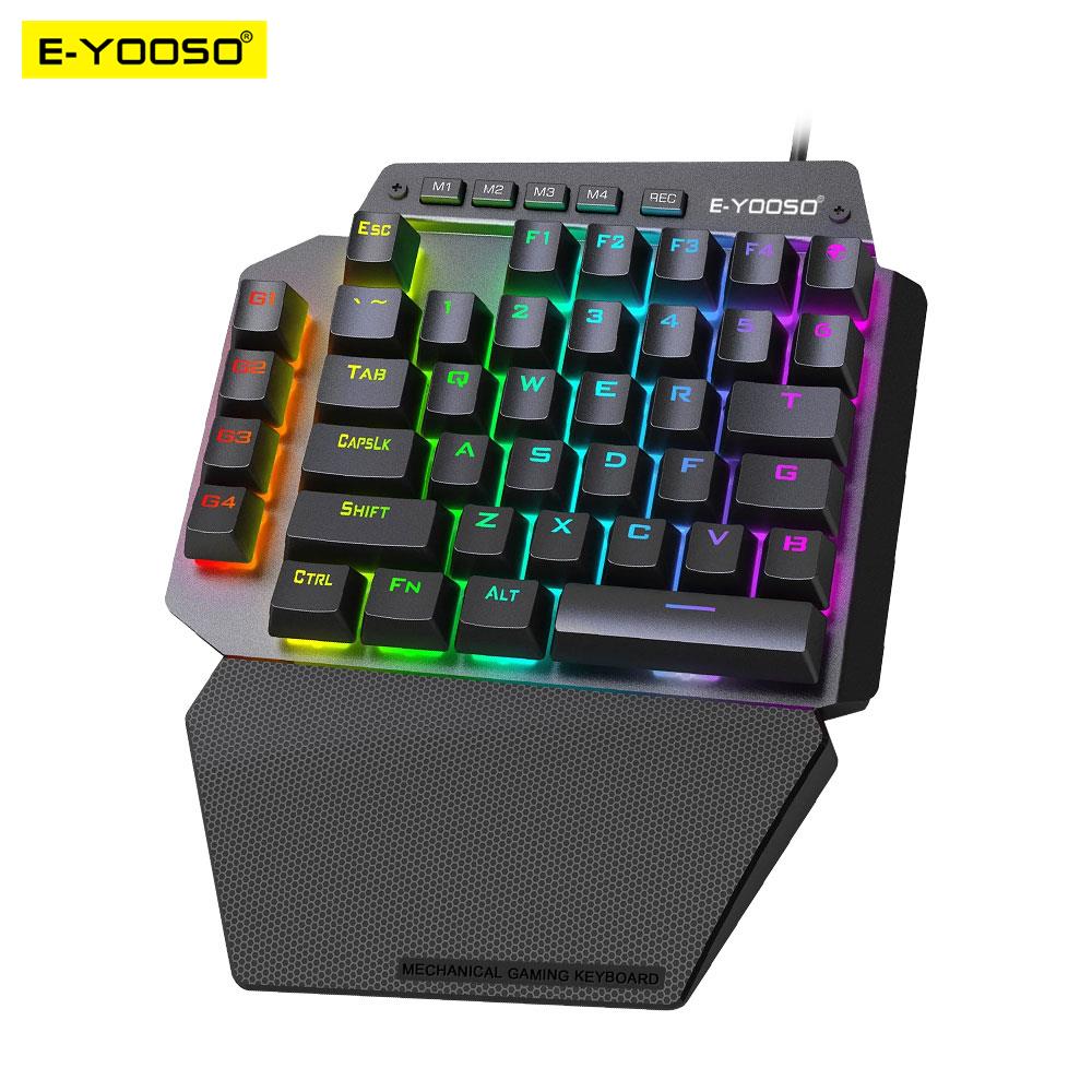 E-YOOSO K700 RGB 44 przewodowa klawiatura gry mechaniczne jednoręcznych czerwony przełącznik programowalny do gier komputerowych FPS/PUBG