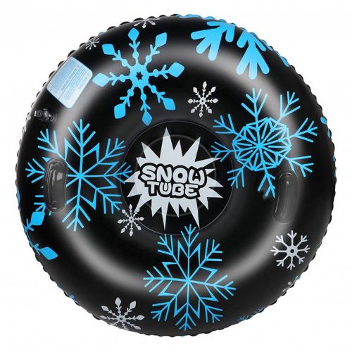 Trineo inflable para nieve de copo de nieve para niños y adultos, tubos circulares, juguetes deportivos de invierno: Negro