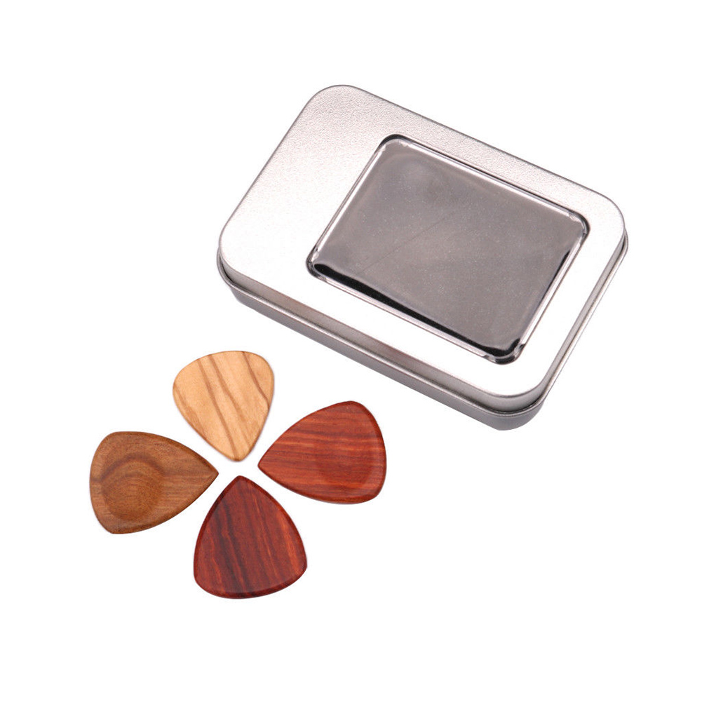 Guitar picks 1 æske træ plektre picks med opbevaringskasse guitar bas banjo plekter mediator tilbehør til musikinstrumenter