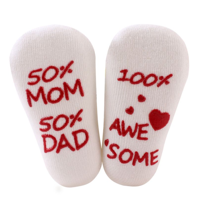 1 paar Nette Sätze Infant Baby Socken Gekämmte Baumwolle Baby Socken Infant Kleinkind Anti Slip Brief Drucken Socken 0- 1 jahre Neue: WHITE