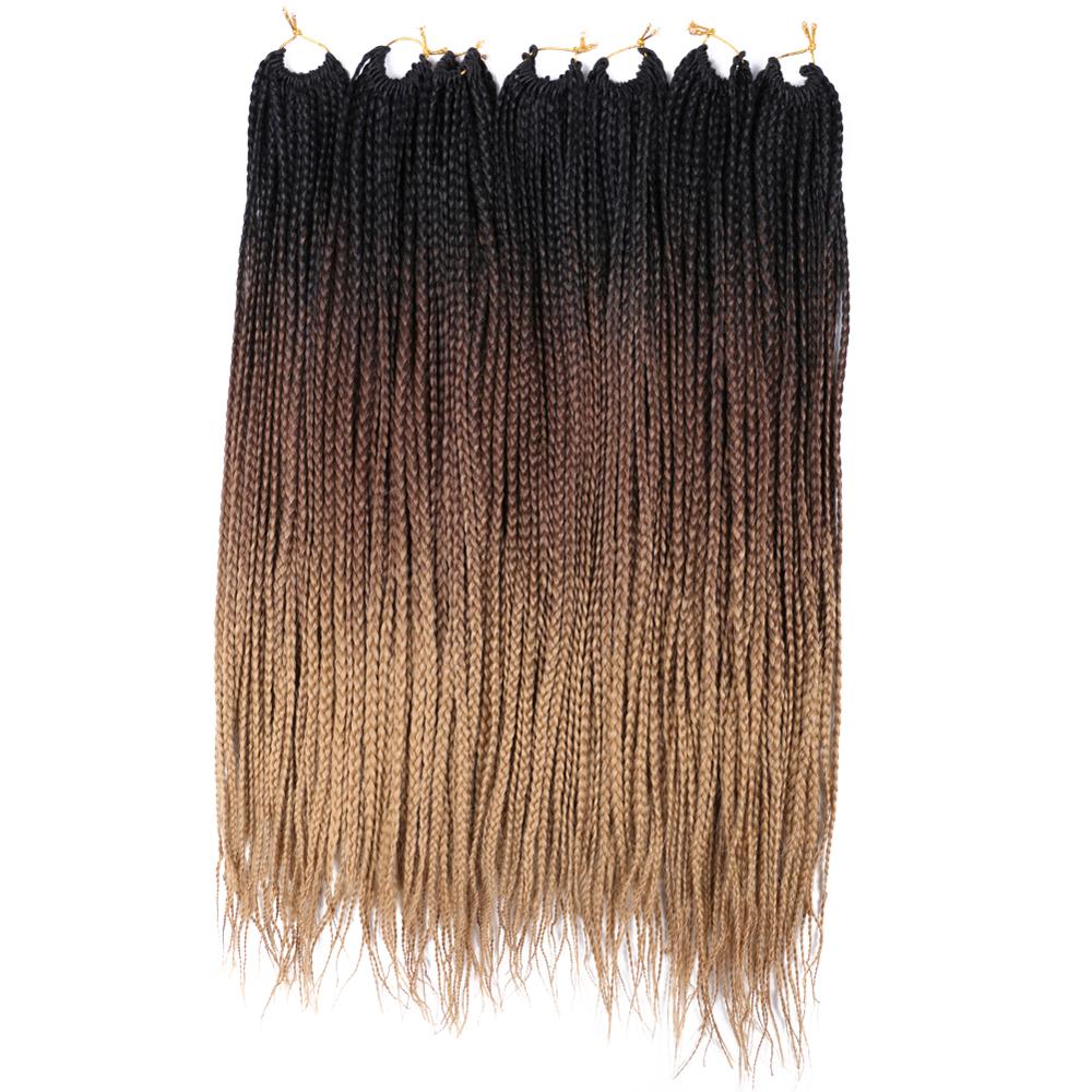 Ombre farve hæklet hår boks fletninger 24 tommer lange regnbue fletninger hår 24 tråde syntetisk hæklet hår til afrikanske fletninger