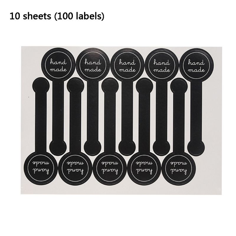100pcs Long Style Handmade Stickers Seal Label Baking Packaging Biscuit Bag