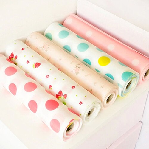 300cm Cute Polka Dots Shelf Paper Cabinet Drawer Liner Kitchen Table Mat Wardrobe Mat Printed Drawer Pad Paper