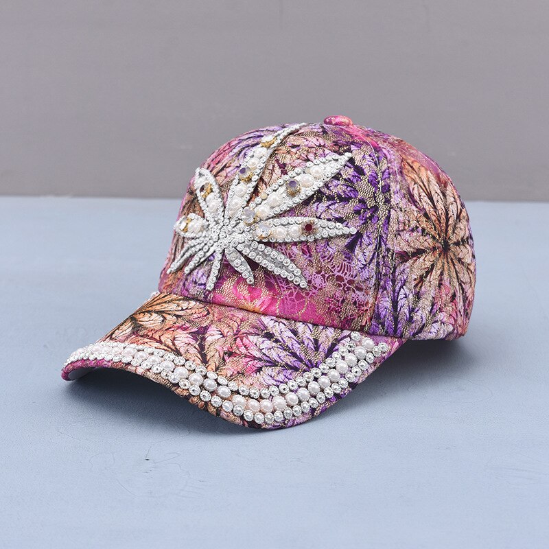 Sombrero de sol para mujer y niña, gorra de béisbol con diamantes de imitación y perlas, colorida, Snapback, Cool Star: 2