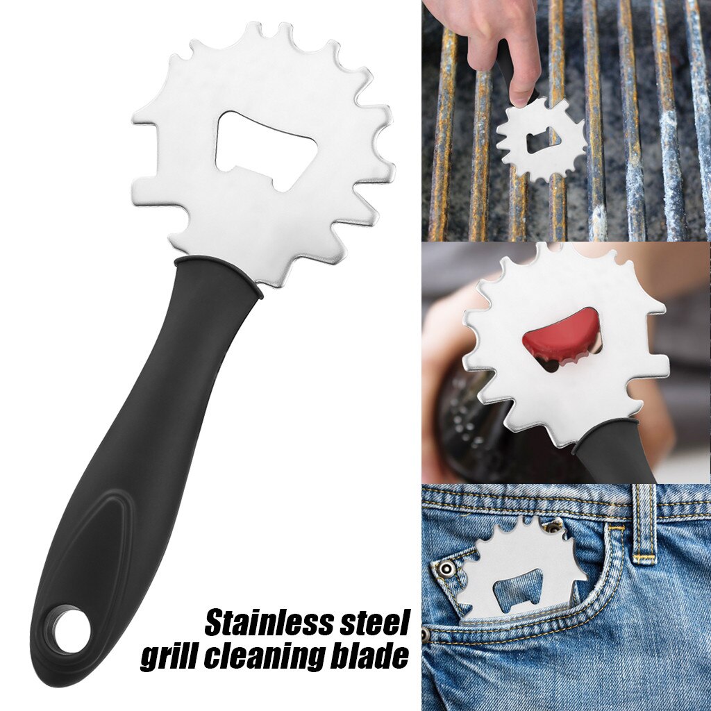 Rvs Bbq Borstel Gereedschap Schoonmaken Schraper, Grill Schoonmaak Slot Blade Voor Cleaning Metalen Grillen Roker Oven Rekken