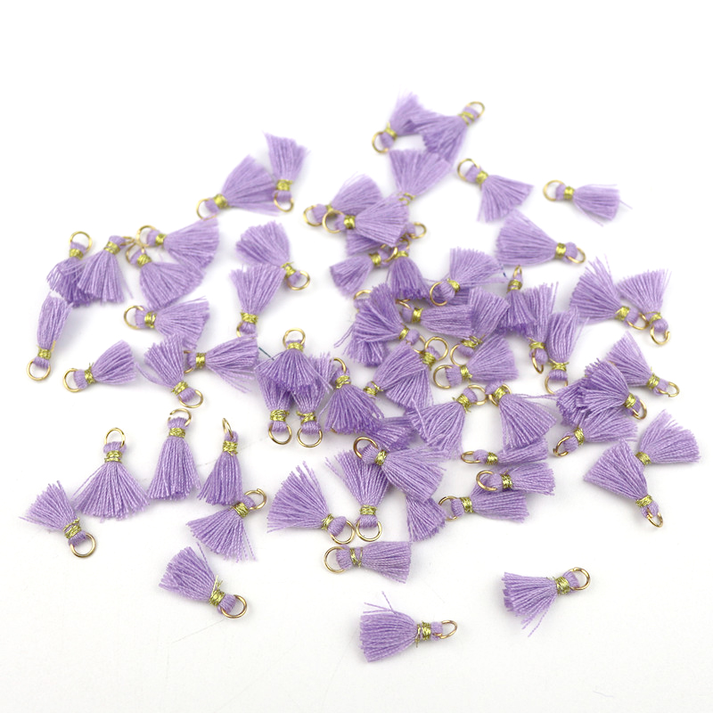 20Pcs 1 Cm Katoenen Draad Mini Kwastje Trim Hanger Diy Craft Materialen Sieraden Oorbellen Ornamenten Opknoping Ring Kleine Fringe trim: Purple tassels