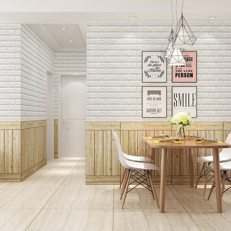 10Pcs/Lot PE Foam 3D Wallpaper DIY Wall Stickers Wall Decor Embossed Brick Stone Wallpaper Kids Bedroom Living Room House Poster