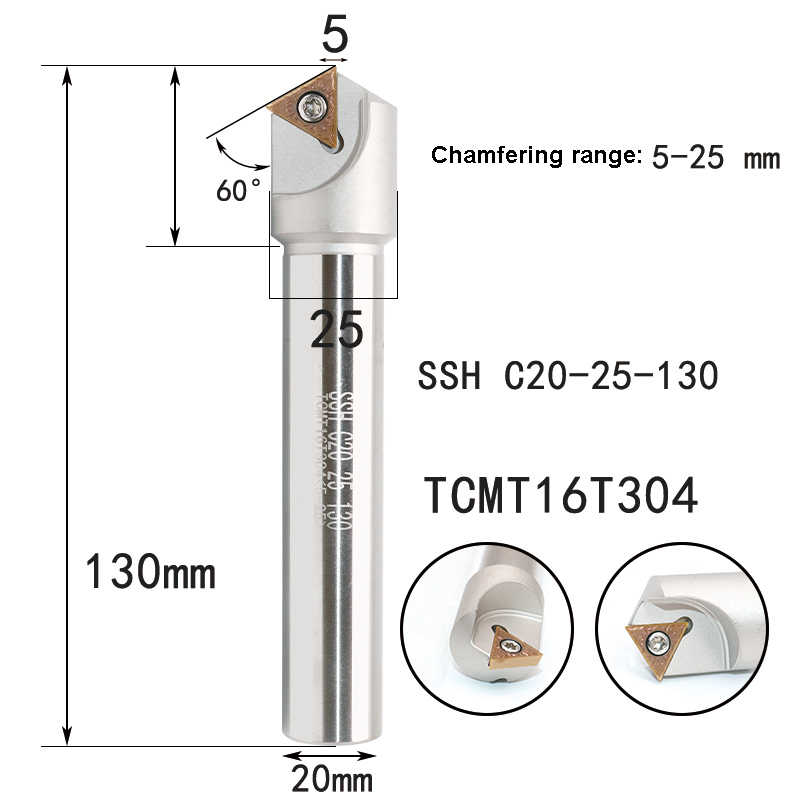 LIHAOPING 15 45 60 herramientas de biselado de 30 grados SSO SSY SSP SSH TCM C16-16-110 fresadora CNC torno cortador insertos TCMX TCMT