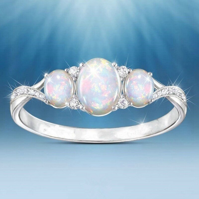 Opal Ringe Für Frauen Braut Hochzeit Engagement Ring Zirkonia Oval Stein Elegante Bijoux Femme