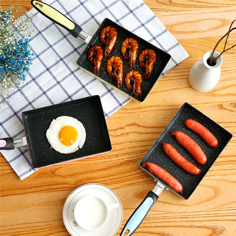Non-stick rökfri kastrull rostfritt stål pannkaka omelettpanna rektangulär köksredskap hem kök matlagning kastrull
