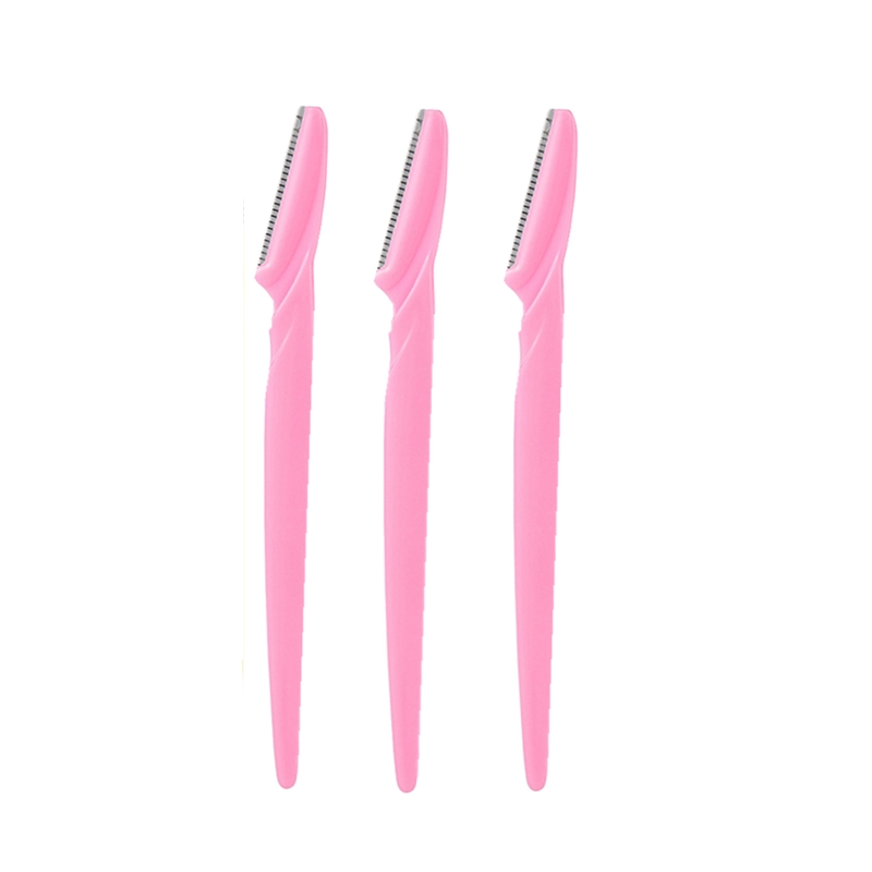 3 Stks/set Wenkbrauw Trimmer Eye Brow Haar Remover Facial Razor Wenkbrauwen Blades Scheerapparaat Scherpe Draagbare Set Vrouwen Beauty Make-Up Tool kit: Pink