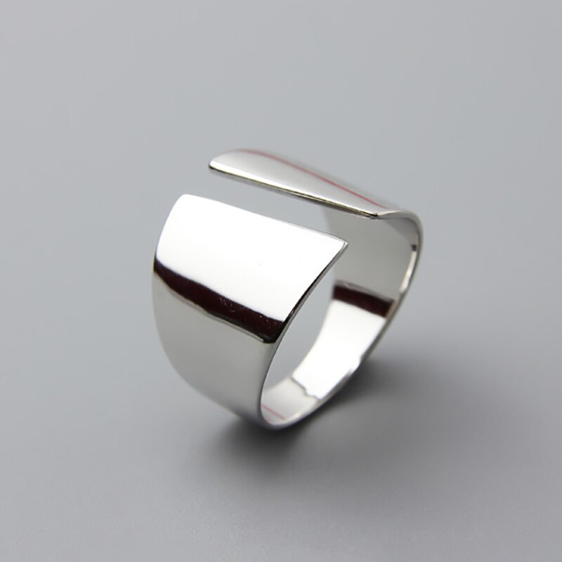 Anello regolabile grosso semplice geometrico liscio in argento Sterling 925 per regali di gioielli minimalisti delicati da donna