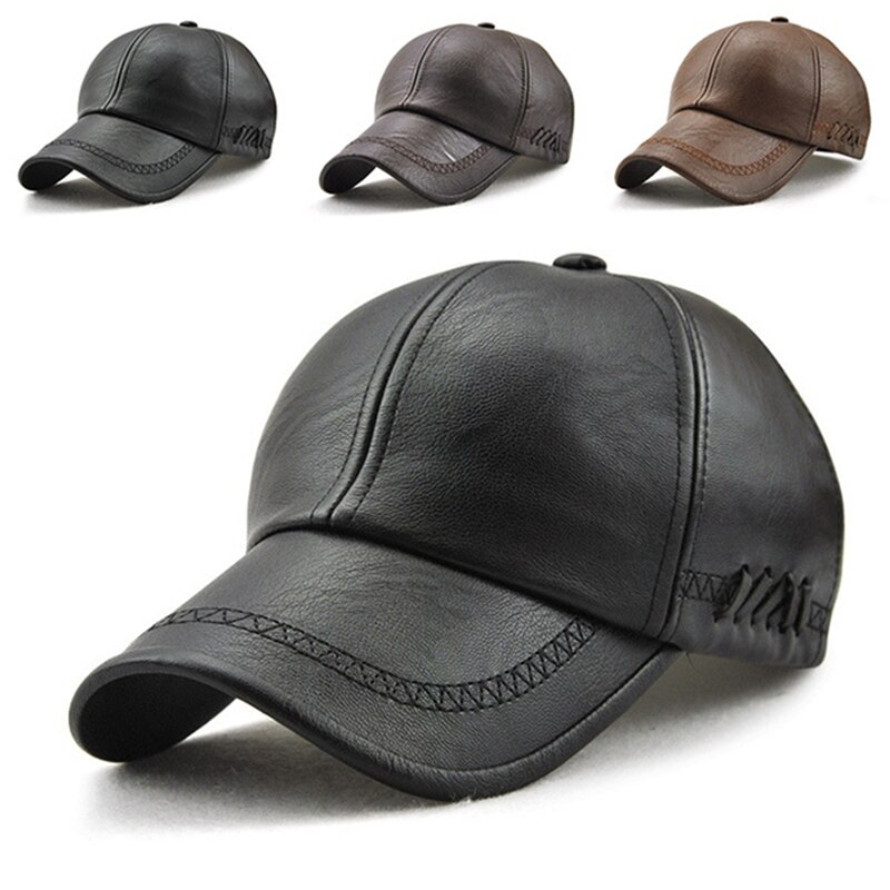Gorra de cuero de para hombre, gorras de béisbol masculinas de cuero sintético, de , Snapback, sombreros ajustados
