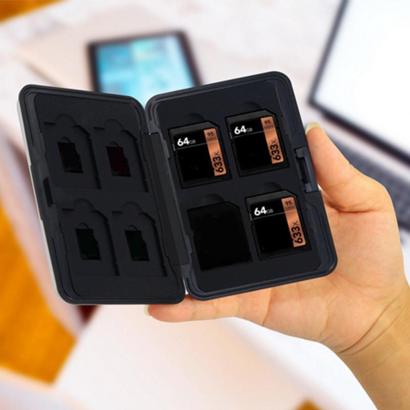 Vendita calda di Alluminio Portatile Scatola di Immagazzinaggio di Carta HoldeMemory Impermeabile cassa di Carta di Memoria con 8 fessura Organizer