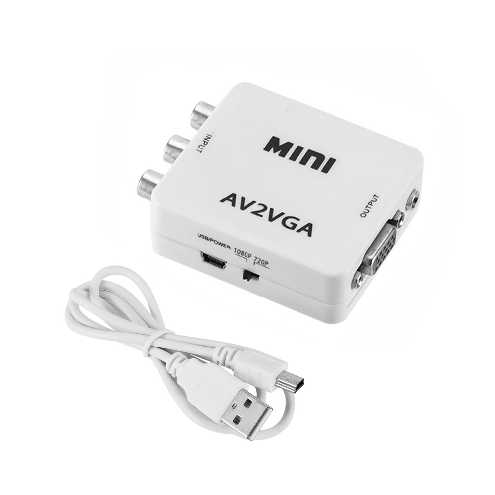 Convertidor VGA a AV VGA a RCA convertidor AV a VGA adaptador RCA con Cable de Audio de 3,5mm para TV Box PC 1080P CVBS a VGA convertidor