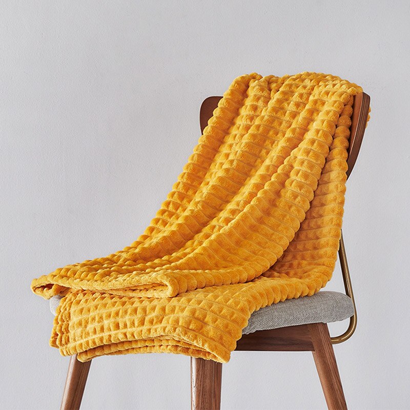 A/B Side Lente Zoete Plaid Deken Licht Dunne Mechanische Wassen Zachte Eenpersoonsbed Dekens Spreien Voor Sofa Reizen beddengoed Cover: YELLOW / 180X200cm