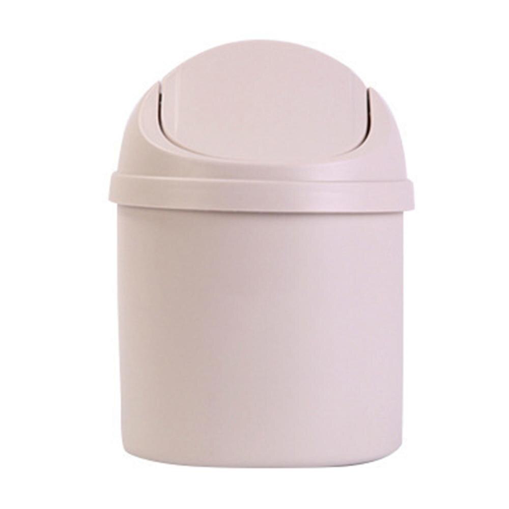 Mini Poubelle Trash Can Dustbin Desktop Garbage Basket Plastic Office Table Trash Waste Bin With Lid Sundries Barrel Box L35: White